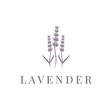 Lavender Logo, Simple Elegant Purple Flower Plant Vector, Greeting Card Des.. Stock Illustration