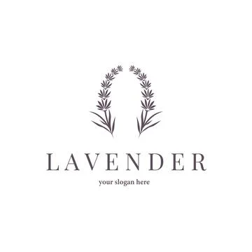 Lavender Logo, Simple Elegant Purple Flower Plant Vector, Greeting Card Des.. Stock Illustration