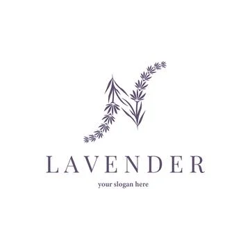 Lavender Logo, Simple Elegant Purple Flower Plant Vector, Greeting Card Des.. Stock Illustration