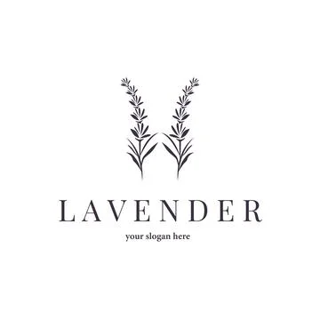 Lavender Logo, Simple Elegant Purple Flower Plant Vector, Greeting Card Des.. Stock Illustration