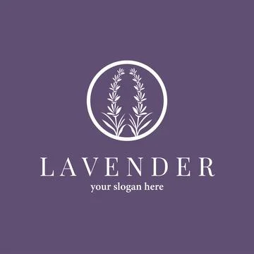 Lavender Logo, Simple Elegant Purple Flower Plant Vector, Greeting Card Des.. Stock Illustration