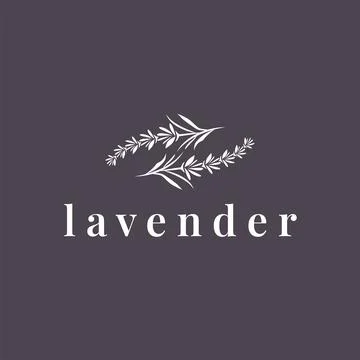 Lavender Logo, Simple Elegant Purple Flower Plant Vector, Greeting Card Des.. Stock Illustration