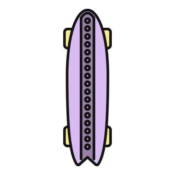 Lavender longboard vector icon for skateboarding sport Stock Illustration