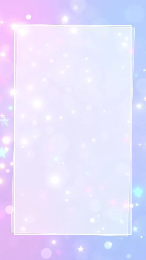 Lavender magical star border scene pastel colors, glowing white frame, floating Stock Footage 340397946