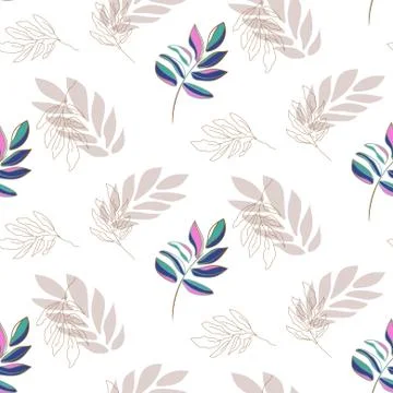 Lavender plant leaf seamless vector pattern background on white. イラスト素材