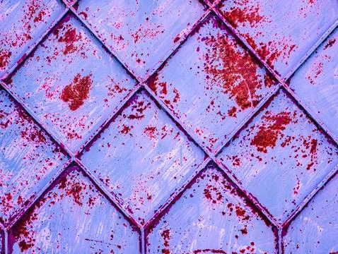 Lavender Purple Metal Panel with Rust Spots Diamond Pattern Stock Photos