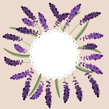 Lavender round border on stripe background Illustrazione stock