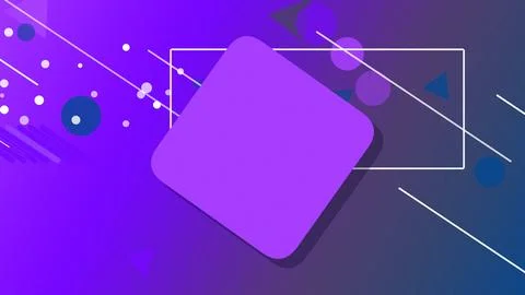 A lavender rounded square icon sits on a deep purple gradient with circles,.. Stock Illustration