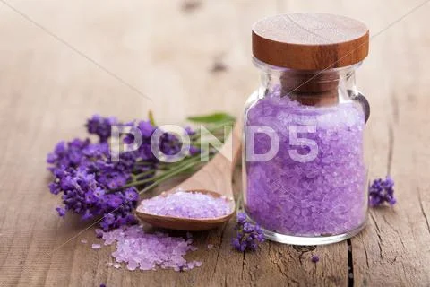 Lavender salt Stock Photos