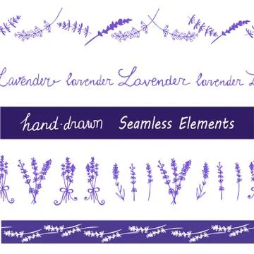 Lavender Seamless elements set Stock Illustration