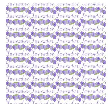 Lavender. Seamless pattern with flowers and the calligraphic word lavender on a Stock Illustration