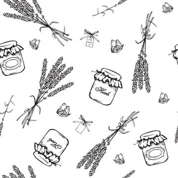 Lavender seamless pattern Stock Illustration