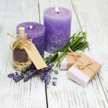 Lavender with soap Stock Photos