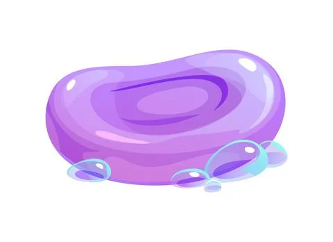 Lavender soap, vector purple oval-shaped soap bar 스톡 일러스트