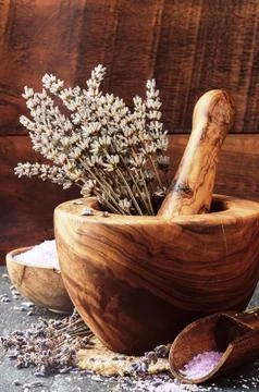 Lavender spa setting Foto stock