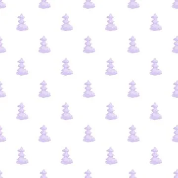 Lavender stone stack cairn pattern repeating background Stock Illustration