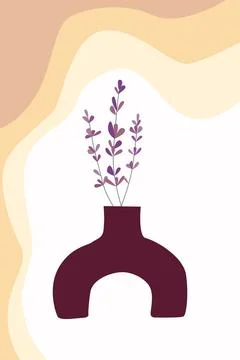 Lavender twigs in a vase drawn vector design Stock Illustration