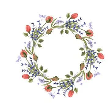 Lavender vector wreath. Stock Illustration