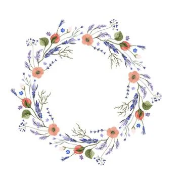 Lavender vector wreath. Stock Illustration