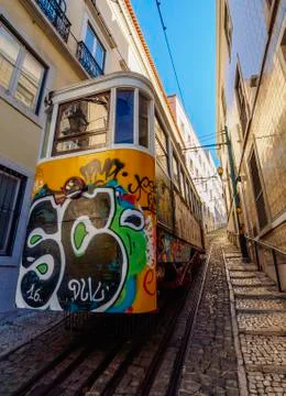 Lavra Funicular in Lisbon Stock Photos