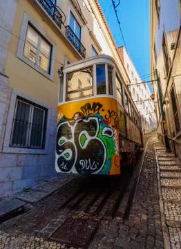 Lavra Funicular in Lisbon Stock Photos