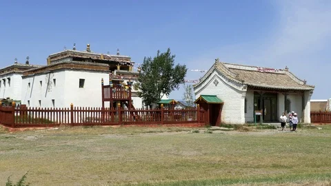 Lavran temple in Erdene Zuu monastery, Mongolia. Sunny summer day. Stock Footage 91642371