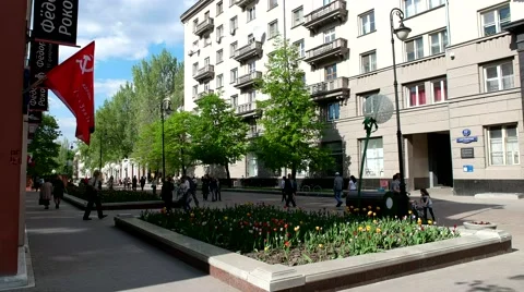 Lavrushinsky lane, the red flag Stock Footage 66206225