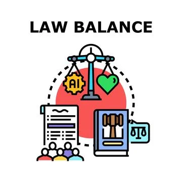 Law and ethics balancing artificial intelligence Stock Illustration