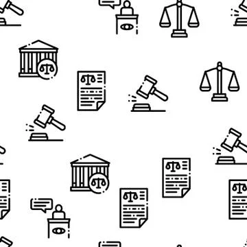 Law And Judgement Seamless Pattern Vector Stock Illustration