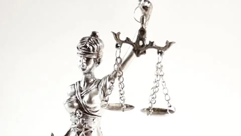Law and justice concept.silver statue of Lady Justice with scales Stock Footage 334460128