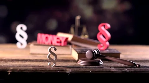Law and justice, paragraphs and books concept, dolly shot Stock Footage 58467053