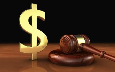 Law And Money Symbol Cost Of Justice Concept Stock Illustration