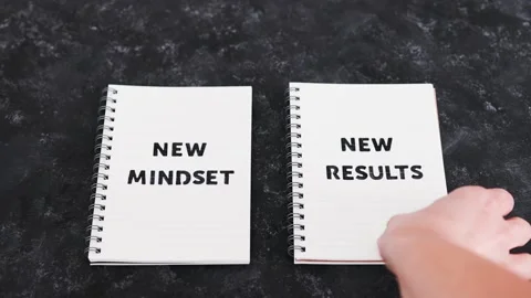 Law of attraction, notepad with New Mindset New Results text Stock Footage 144960471