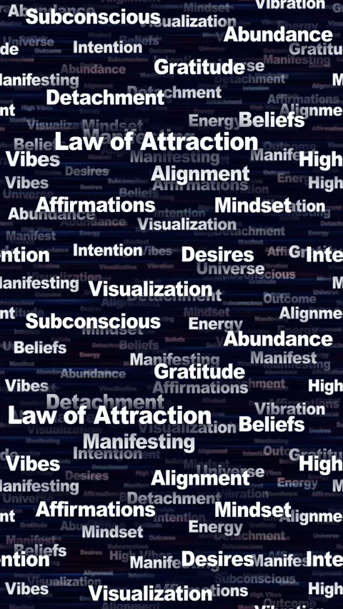 LAW OF ATTRACTION Seamless Endless Keywords Animation, Background, Loop 库存影片 332980258