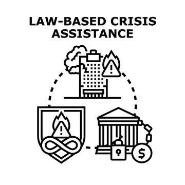 Law based crisis assistance concept vector icon illustrating diverse support Illustrazione stock