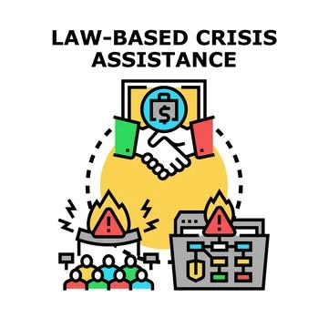 Law based crisis assistance concept vector illustration Stock Illustration