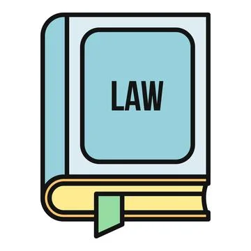Law book flat line icon representing justice education イラスト素材