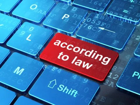 Law concept: According To Law on computer keyboard background Illustrazione stock