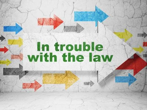Law concept: arrow with In trouble With The law on grunge wall background Stock Illustration