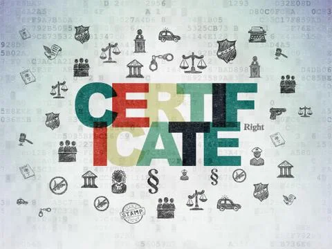 Law concept: Certificate on Digital Data Paper background Illustrazione stock