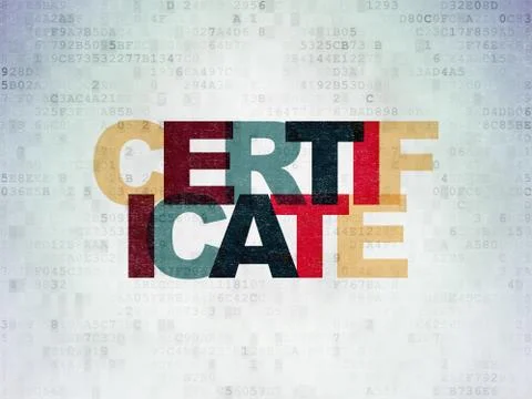 Law concept: Certificate on Digital Data Paper background Illustrazione stock