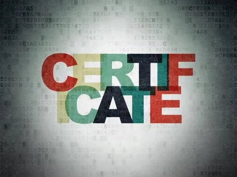 Law concept: Certificate on Digital Data Paper background Illustrazione stock