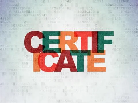 Law concept: Certificate on Digital Data Paper background Illustrazione stock
