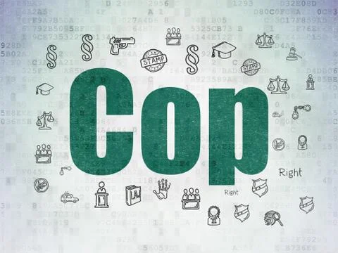 Law concept: Cop on Digital Data Paper background Stock Illustration