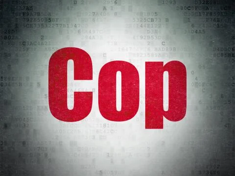 Law concept: Cop on Digital Data Paper background 스톡 일러스트