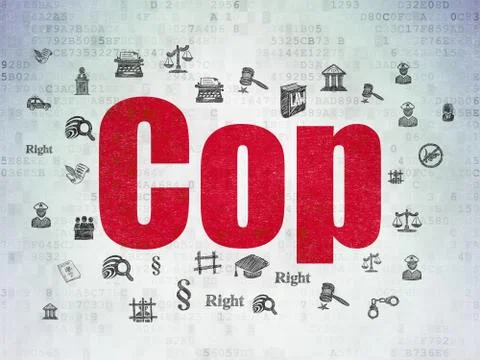 Law concept: Cop on Digital Data Paper background Stock Illustration