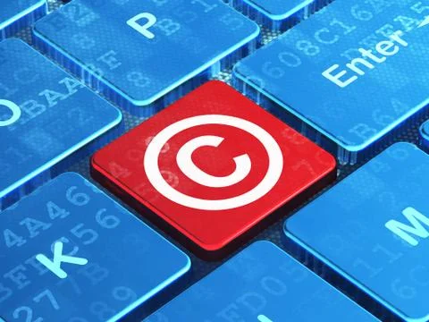 Law concept: Copyright on computer keyboard background 스톡 일러스트