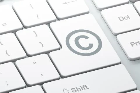 Law concept: Copyright on computer keyboard background 스톡 일러스트