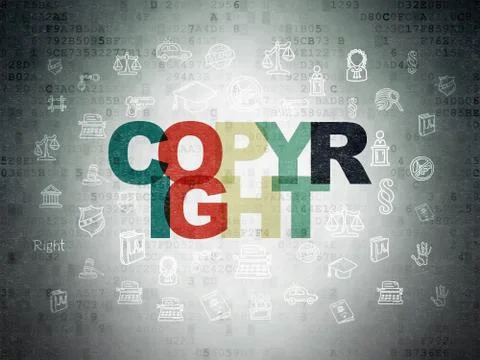 Law concept: Copyright on Digital Data Paper background Illustrazione stock