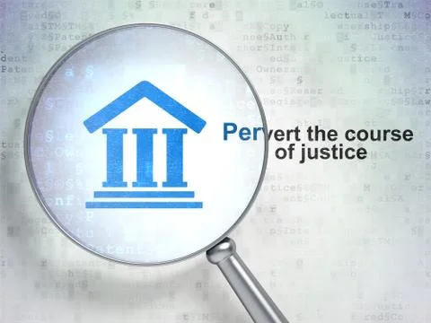 Law concept: Courthouse and Pervert the course Of Justice with optical glass イラスト素材